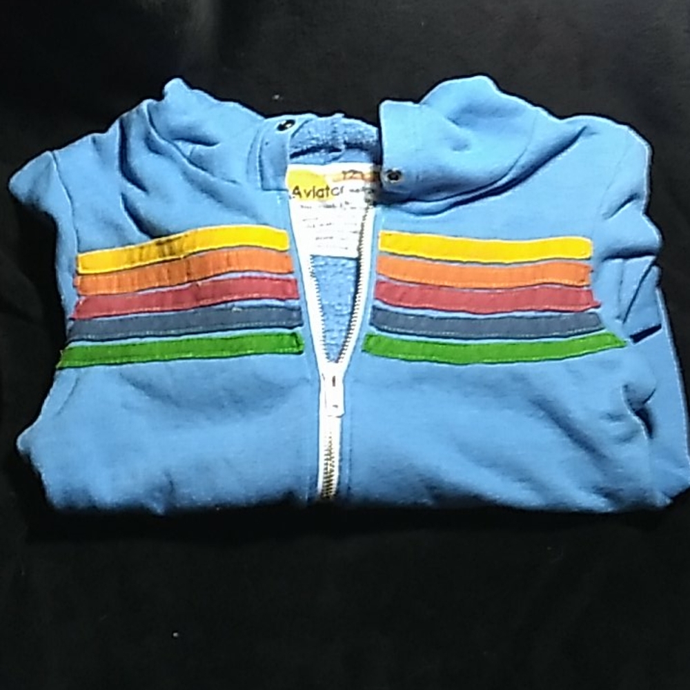 AVIATOR NATION jacket/full zip/blue/rainbow stripe